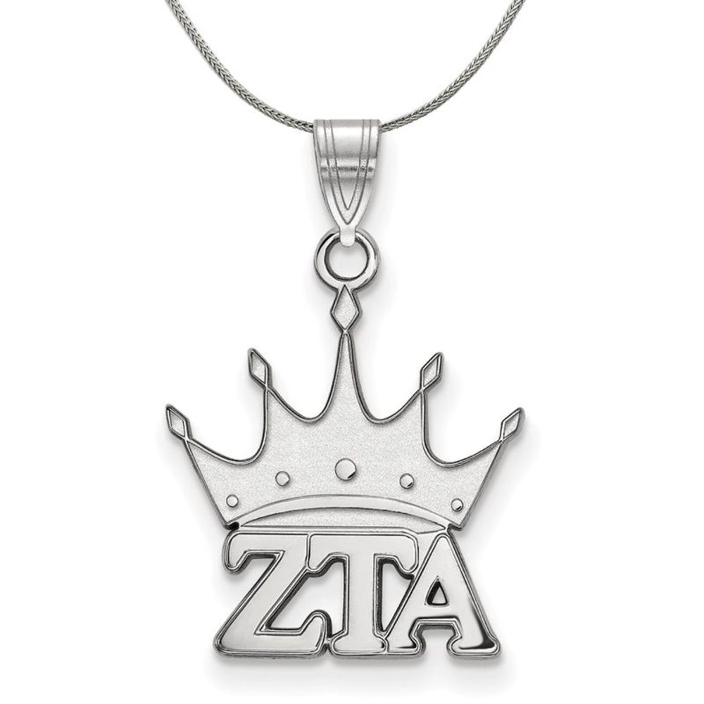 Sterling Silver Zeta Tau Alpha Small Pendant Necklace - 20 Inch
